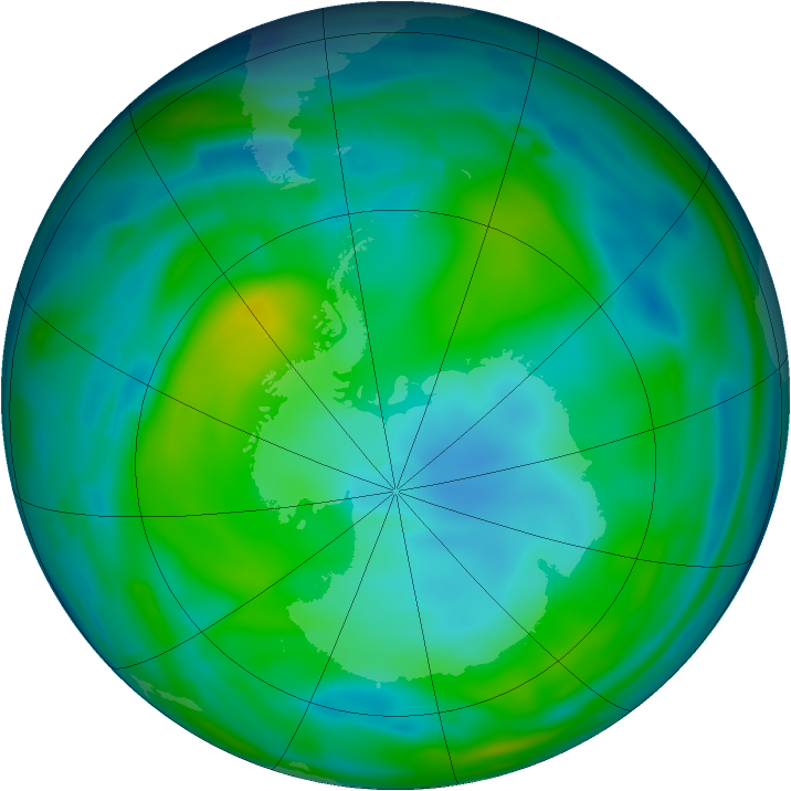Antarctic ozone map for 27 May 2010